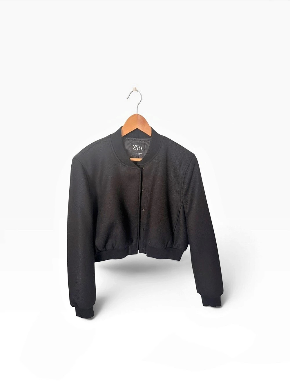 Zara Cropped Bomber Jacket in Black Like New